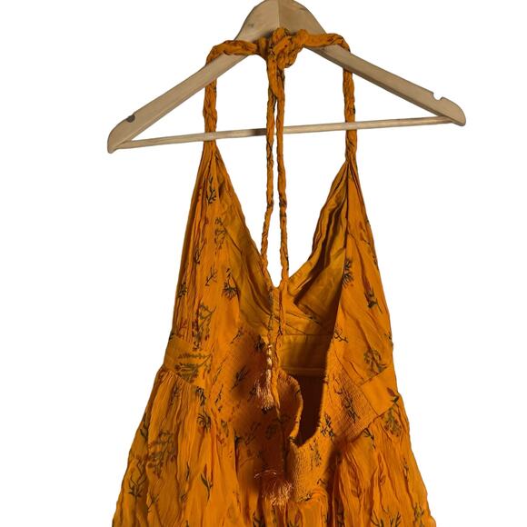Guapa Anthropologie Orange Pinar Layered Halter Sleeveless Maxi Dress Size 14 - Picture 8 of 12